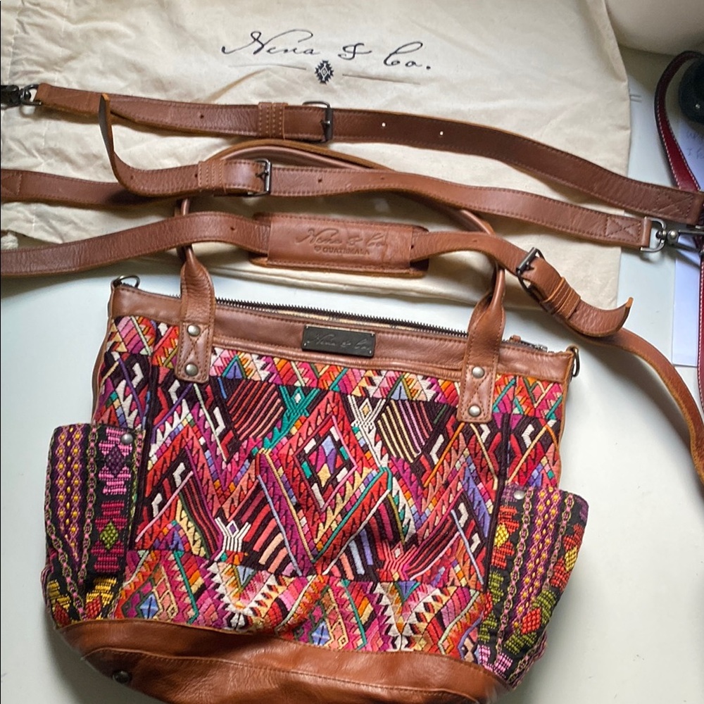 Nena & Co. Red and Pink Backpack with Artisanal Design